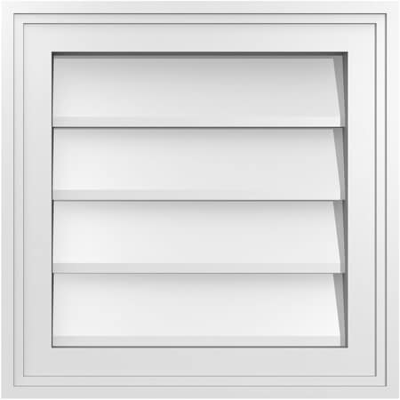 Ekena Millwork Vertical Surface Mount PVC Gable Vnt: Non-Functional, w/2"W x 1-1/2"H, Brickmould Frame, 16"W x 16"H GVPVE16X1602SN